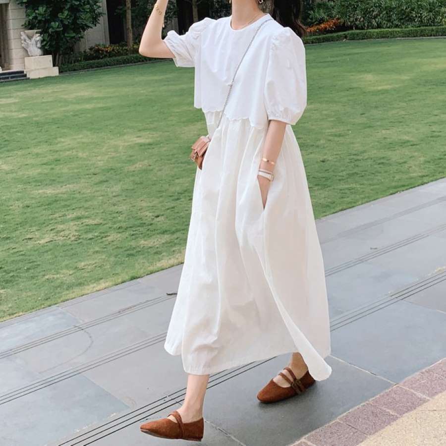 お得セットワンピース レディース サマードレス 半袖 夏 パフスリーブ 10代 20代 30代 40代 ファッション 11279