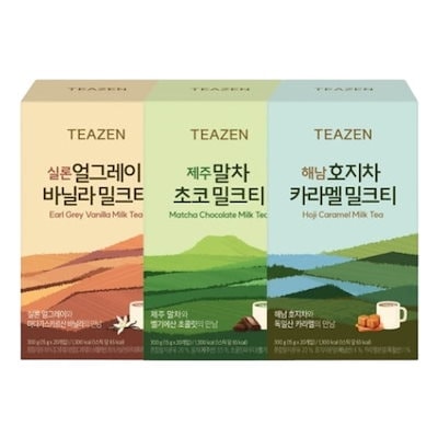 ミルクティー 60スティック (全3種類/20本*2個+20本*1個/混合) / 티젠 밀크티 60T / ミルクティースティック/濃いミルク味/済州抹茶チョコ
