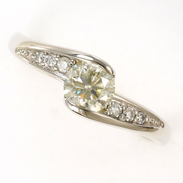PT900 プラチナ リング 11号 イエローダイヤ 0.502 ダイヤ 0.06 SI2 中古