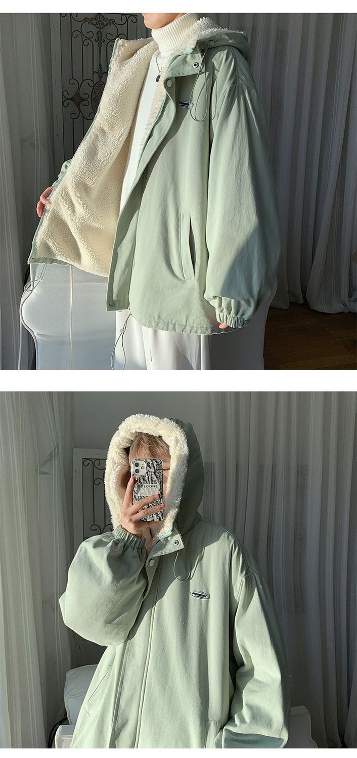 ジャケット トップス ins ゆったり コットンジャケット 厚手 裹起毛 秋冬 ジャケット ラムズウール 大きいサイズ