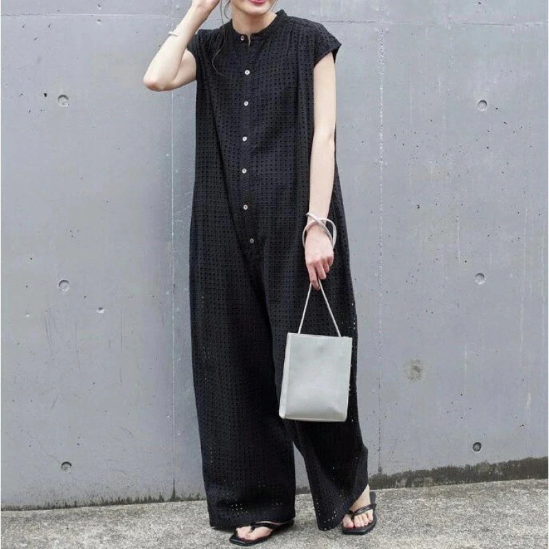 オールインワン パンツサロペットパンツ レディース 綿 ワンピース 夏 春 きれいめ ロング キャミパンツ カジュアル リラックス ワイドパンツ ファッション ゆったり 体型カバー リゾ