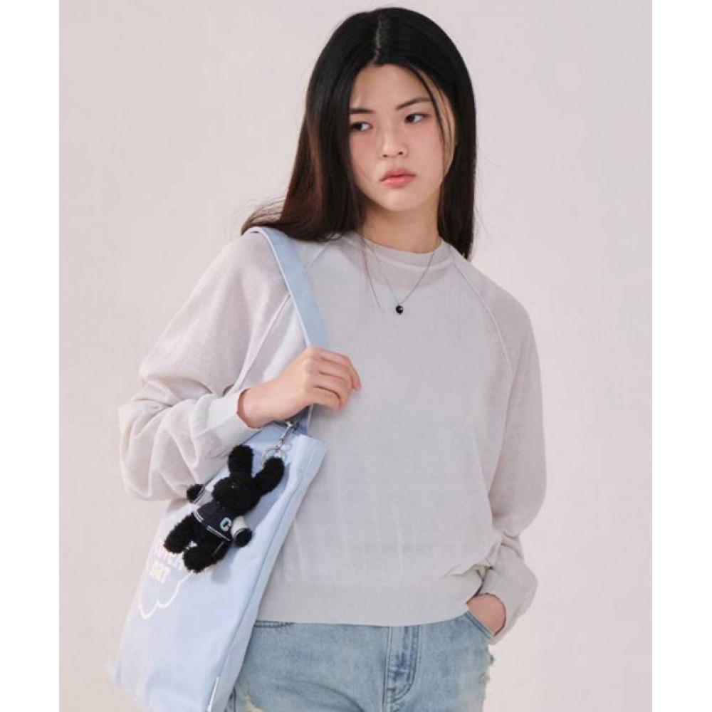 COVERNAT レディースシアーラウンドネックニットライトグレー