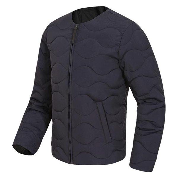 ウェーブキルティングノーカラー軽量パディングジャケットジャンパー