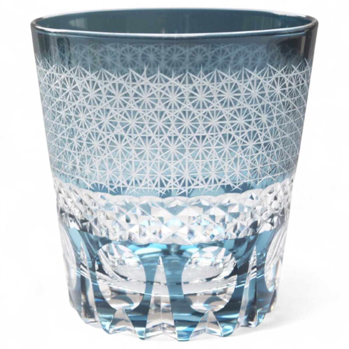 J-kitchens 水影 切子 グラス カップ Φ85xH90mm 260cc 刺し子 インクブルー 底彫あり Current Model