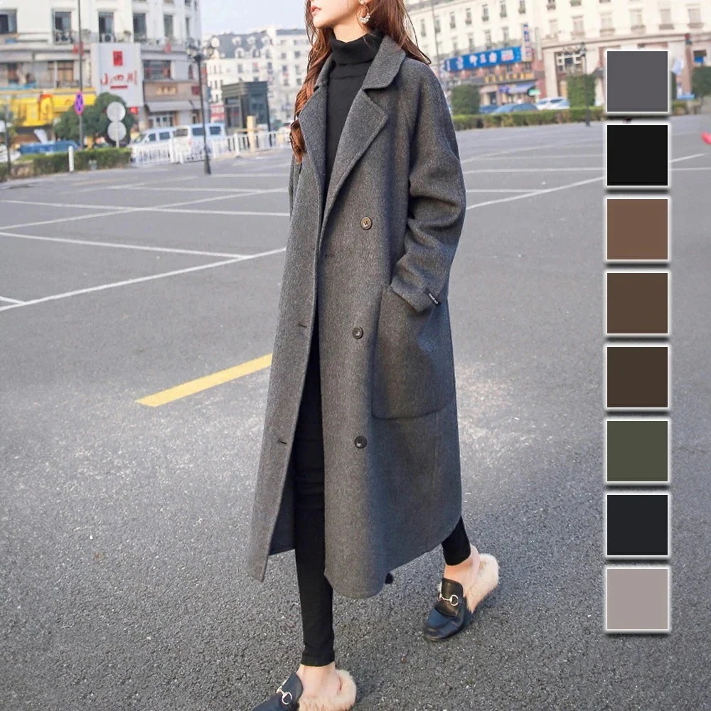 ロングチェスターコート レディース アウター 長袖 無地 秋服 冬服 10代 20代 30代 韓国ファッション 韓国 大きいサイズ オフィスカジュアル 大人