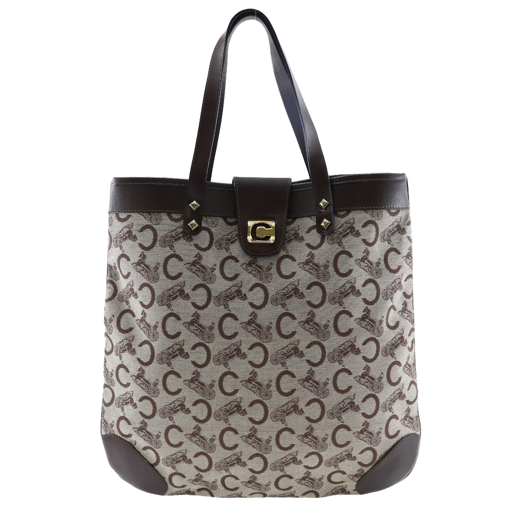 Cマカダム トートバッグ キャンバス 茶 レディース 中古品