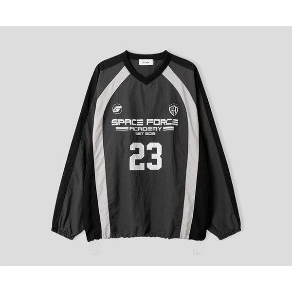 男性用フォース23 Vネックトラック長袖Tシャツ RM-TSA-Q052-黒色