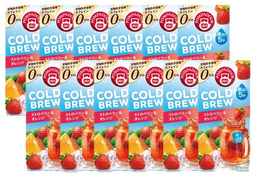 【12箱セット】ポンパドール コールドブリュー 1箱8袋入×12箱セット (ストロベリー&オレンジ) 水出し ハーブティー ノンカフェイン デカフェ ティーバッグ クールセンセーション