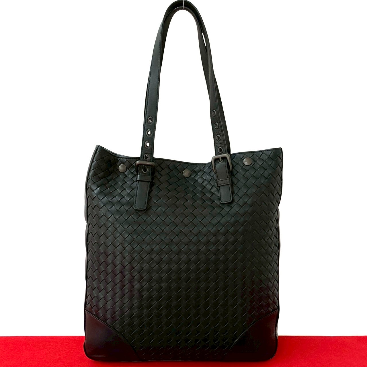 イントレチャートトートバッグ レザー ブラック 26665