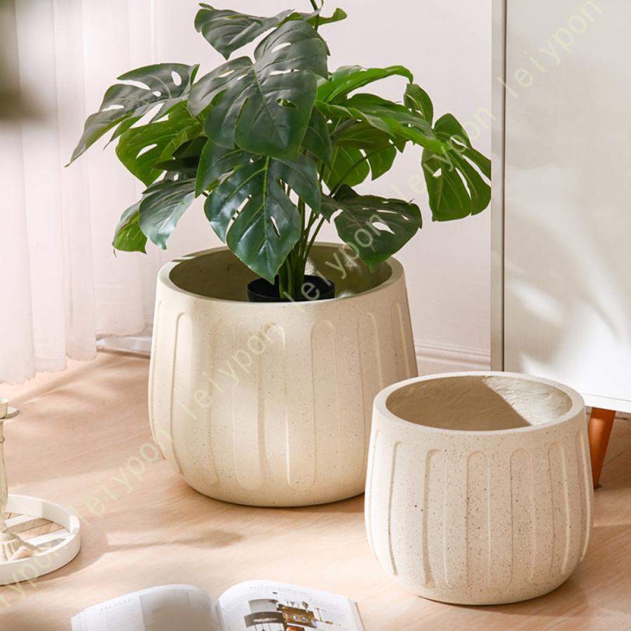 セメント製 シンプル 北欧 鉢植え 丸形 玄関 落地 大型 底に水抜き穴あり アイデア植木鉢 鉢ポット モダン 鉢入れ レトロ 大口径 デパートの床飾り 置物 5,628円