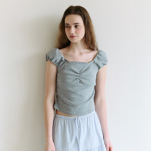 PUFF CAP SLEEVE T-SHIRT GRAY 6,512円