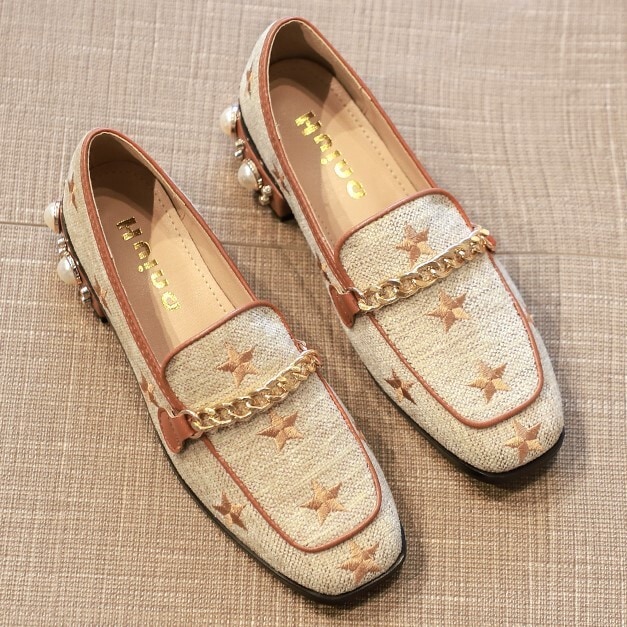 ローファー レディース ヒール 22.5cm 23cm 23.5cm 24cm 24.5cm ローヒール ビジュー PU かわいい 大人可愛い きれいめ 上品 エレガント フェミニン おしゃれ おとな