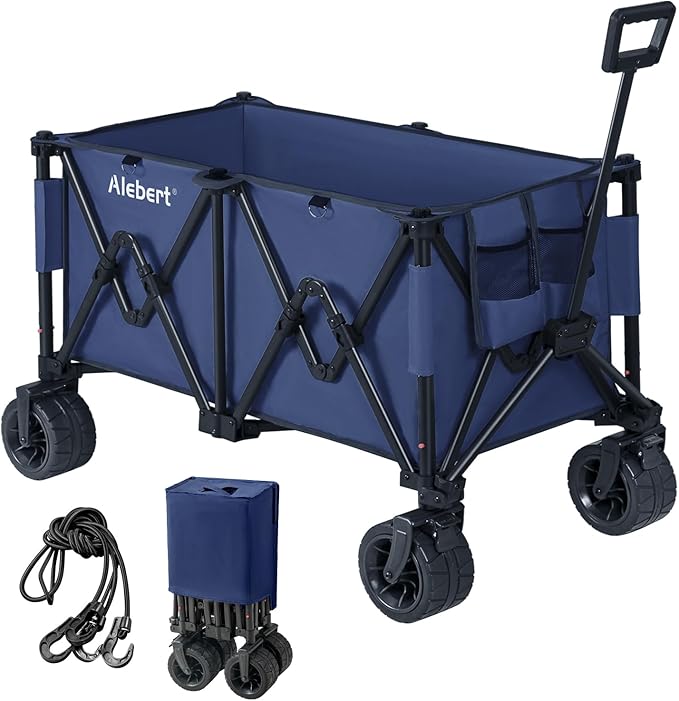 キャリーワゴン アウトドア特化タイヤ 190L大容量 150kg高耐荷重 アウトドアワゴン キャリーカート キャンプカート ワンタッチ収束式 折り畳み 自立収納 コンパクト 軽量 4輪 特大 タイヤ