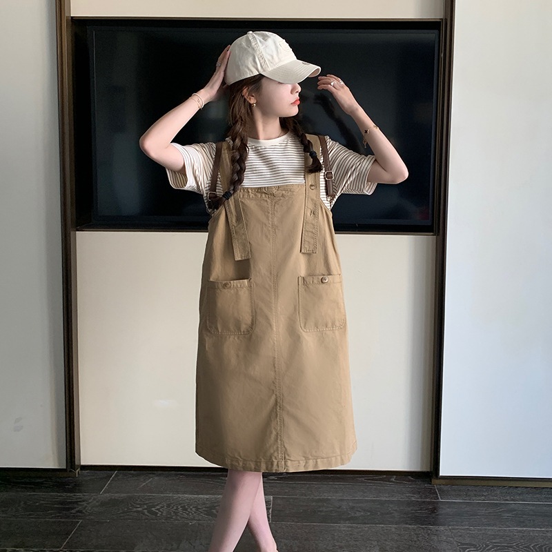 小さな緩い妊婦服の2つのセットの実際の大学のスタイルワークバックドレス女性夏2024新しいセット