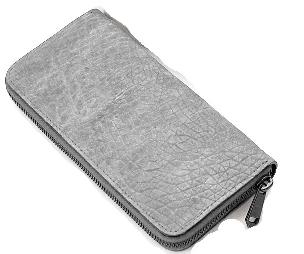 【新規OPEN】【期間限定セール】【激安】【新品未使用】ZOO　希少　ヒポポタマスレザー　カバ革　日本製　ラウンドロングウォレット　ZLW-103　灰