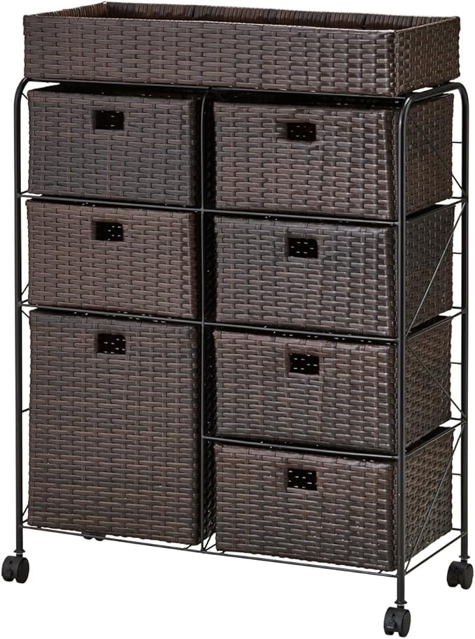 収納 ラタン調 キャスター付き 隙間収納 スリム サニタリーチェスト ランドリー 完成品 (ブラウン, 幅70cm) 12,170円