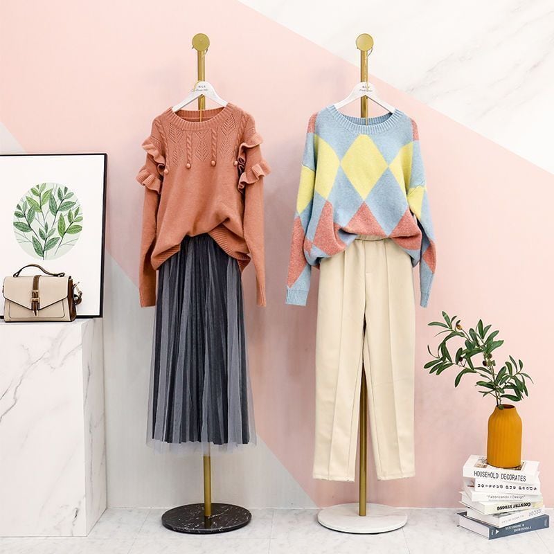 ハンガー ラック トップ & ボトム セット 省スペース おしゃれ かわいい インテリア コート ハンガー 衣類 ハンガー アパレル ゴールド 4-7 6,600円