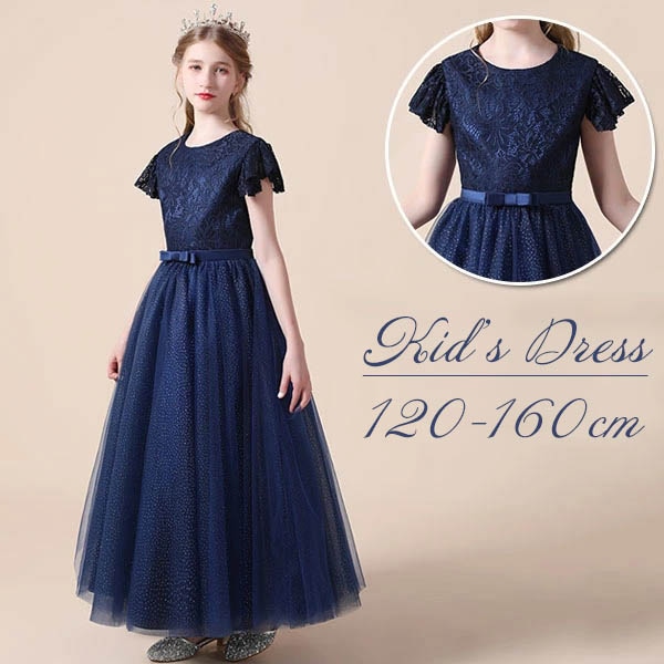 キッズドレス ピアノ発表会 中学生 ワンピース ドレス 女の子 半袖 演奏会 ネイビー キッズフォーマル 子供ドレス発表会 こども パーティードレス 子供フォーマル 120cm 130cm 140cm 8,194円