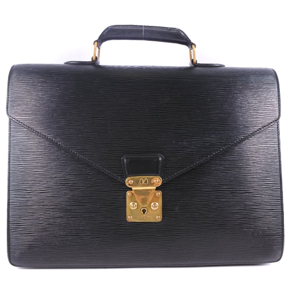 Louis Vuittonセルヴィエット アンバサダー M54412 ビジネスバッグ エピレザー ノワール 黒 MI9001 メンズ 中古品
