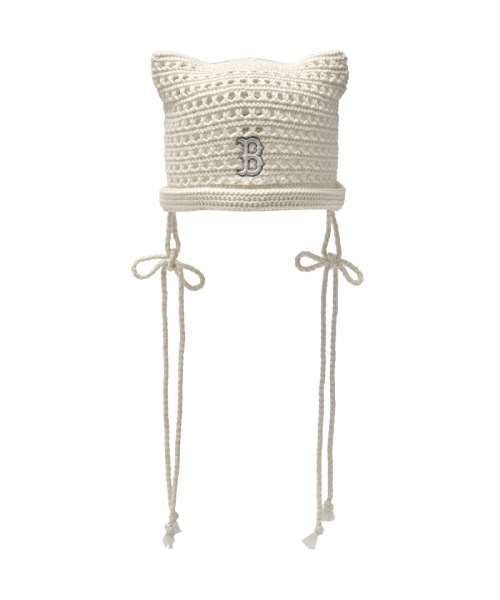 【MLB】 SUMMER RIBBON MEOW BEANIE BOS CREAM キャップ 正規品