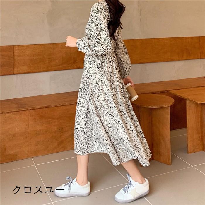 ロングワンピース ワンピース レディース 長袖 花柄 膝丈 大きいサイズ 春夏 春 30代 40代 通勤 コーデ