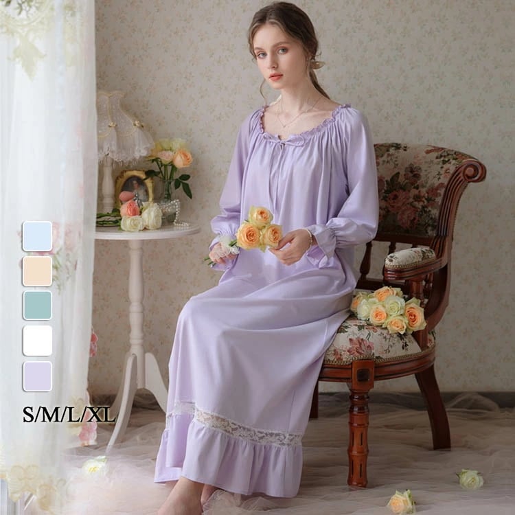 ルームウェア ワンピース パジャマ レディース 春 夏 全5色 ネグリジェ レース 無地 シンプル かわいい 可愛い ルームウエア ルームウエアー