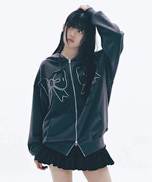 新品タグ付き　韓国　人気ブランド　YOUHEE パーカー 韓国ブランド[YOUHEE] YOUHEE RIBBON HOOD ZIP-UP (YOUHEE