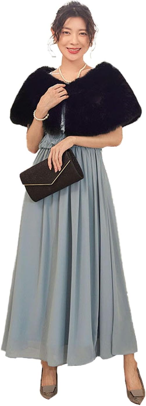 フェイクファーストール 防寒ショール 振袖・パーティドレス適用 秋冬特別な日