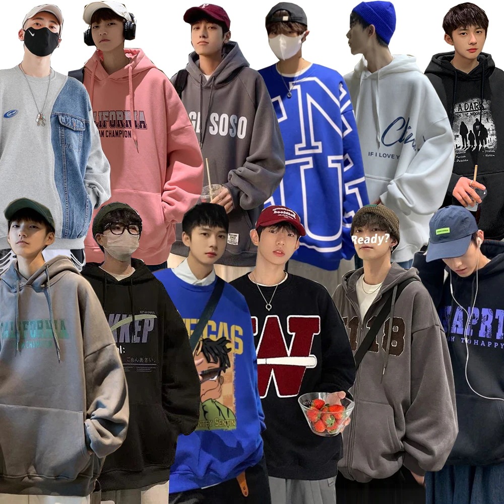 10pscグループ・バイ24 メンズ パーカー 韓国 メンズファッション トレーナー メンズ服 大きいサイズ カジュアル フード付きパーカー スウェット 男女兼用 ジャケット アウター スポーツウェア