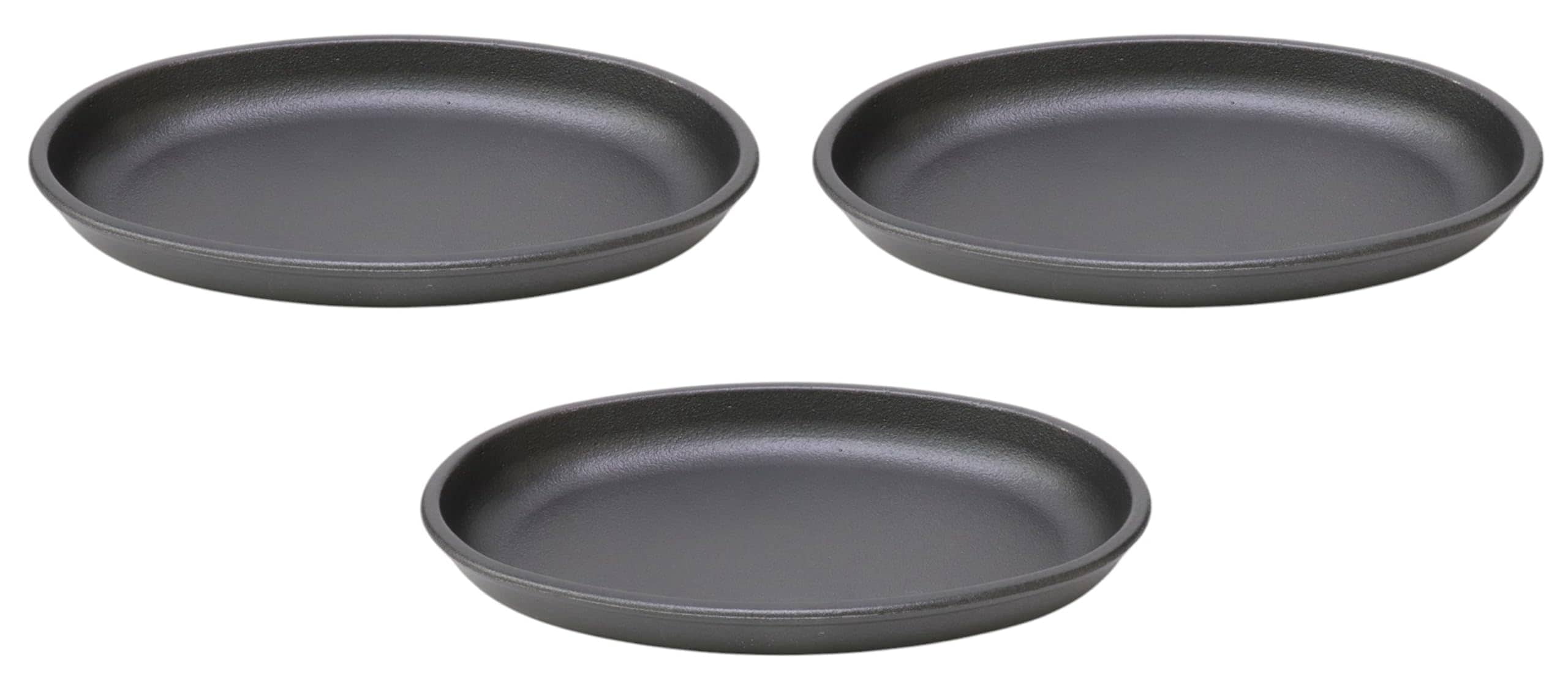 3個セット 25cm小判型鉄皿 [ 25×15×2.3 ] ステーキ皿 中国製 セトモノホンポ(Setomonohonpo)