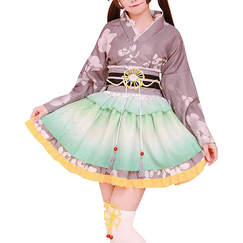 コスプレ アニメ ワンピース仮装 婦人向け レディース 短い着物 帯付 ゴシック ロリータ 浴衣 ドレス ワンピース