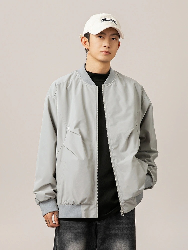 構造プリーツ防水野球服 トップコートジャケット男性春秋のトレンチコートアメリカンパイロットコート