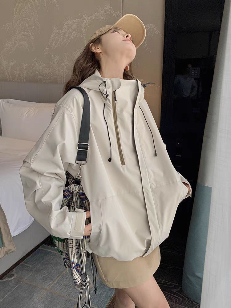 上品 フード付き パーカー レディース 2025春新作 小柄 韓国風 ゆったり カジュアル ショート ワークアウター (637413375959)