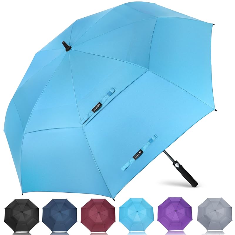 ZOMAKE 長傘 ゴルフ傘 62/68インチ弧長 大きい おしゃれ 二層構造 超撥水 耐風 ワンタッチ 丈夫強風豪雨梅雨対策 紳士傘 晴雨兼用 スポーツ観戦 メンズ レディース 収納ポーチ付き