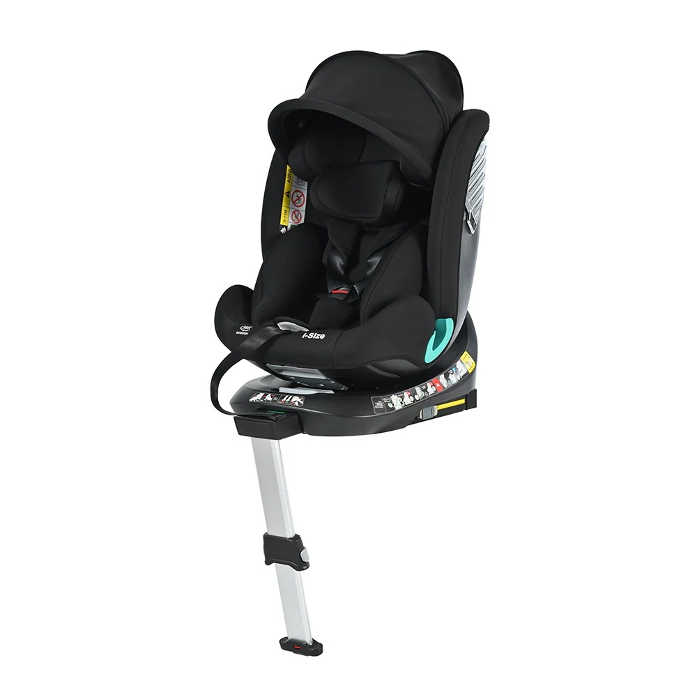 【サーポットレッグ】チャイルドシート 新生児 ISOFIX 0歳～12歳 360度回転式 40～150cm ジュニアシート 調節可能 洗える キャノピー付き ベビーシート 出産祝い 車【ブラック】