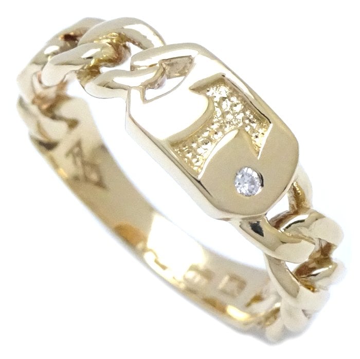 イニシャル リング 指輪 T ダイヤモンド 13号 アルファベット K18YG イエローゴールド/65012【中古】