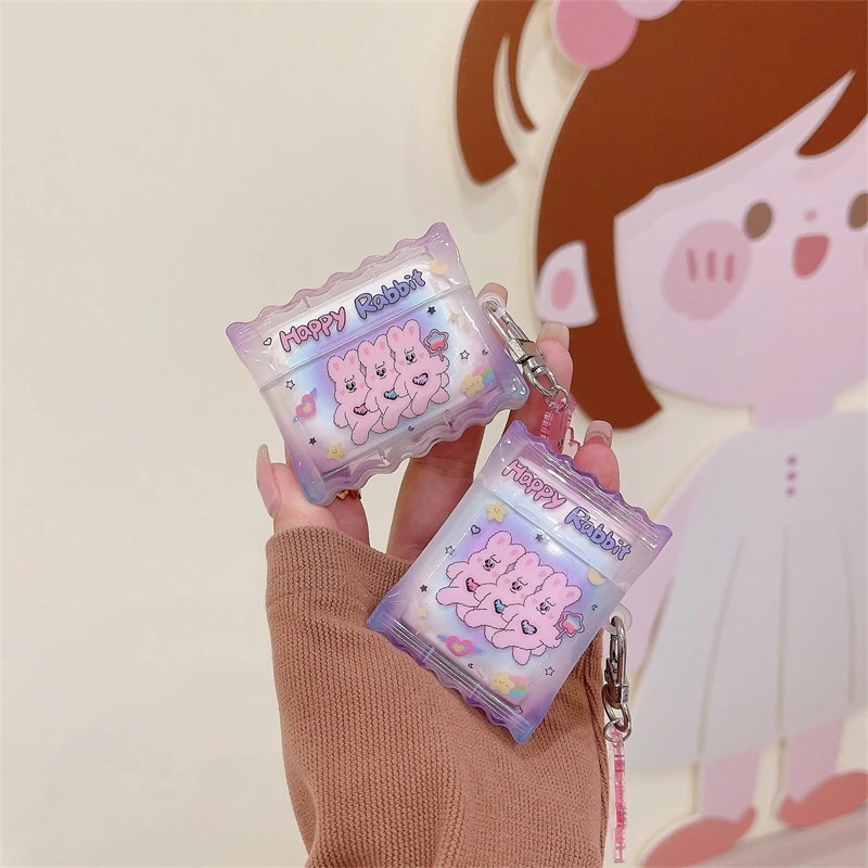 Apple Airpods Pro2 Bluetooth ワイヤレスヘッドフォンセットに適した 3 つの愛のウサギ 1/2/3 世代キャンディーシェル