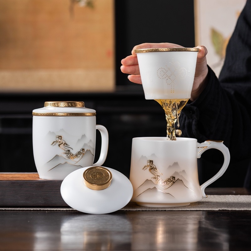 大家の手作りの軽度な氷の種宋達堂の事務用コップは指導者の父の先生の高級な茶碗の贈り物の箱を送ります