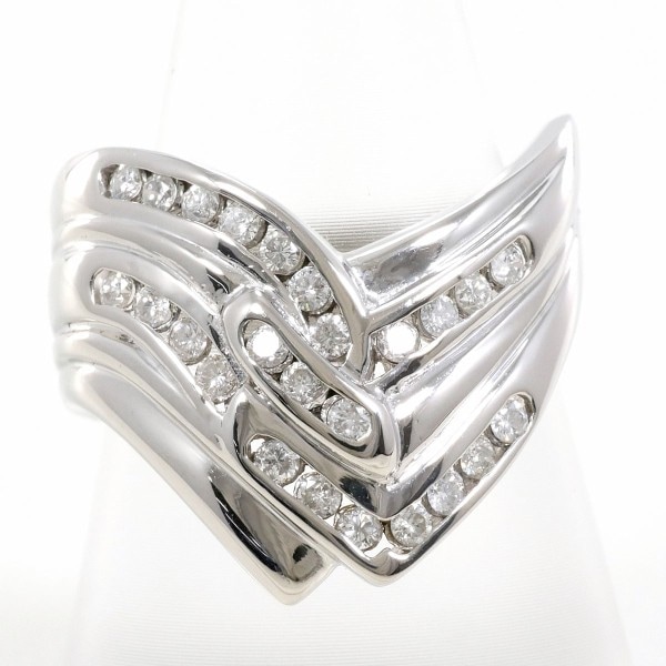 PT900 プラチナ リング 指輪 16.5号 ダイヤ カード鑑別書 ジュエリー 中古