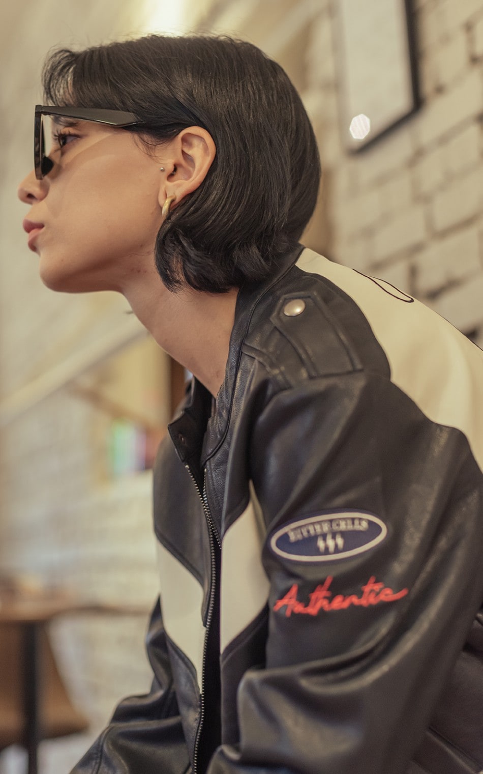 Qoo10 BITTER CELLS Leather Jacket ミドル ポ