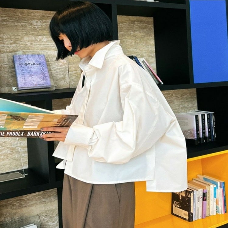 シャツ トップス 長袖 襟付き ポロカラー Vネック ボタン 前開き ルーズ 韓国 レディース かわいい 可愛い キュート 大人可愛い 大人女子 シンプル きれいめ カジュアル 大人 気品