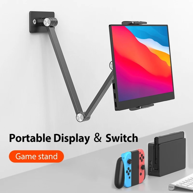 携帯電話用の調整可能な金属製スタンド,長くて伸縮性のあるアーム付きの壁取り付けスタンド,回転可能,iPadおよびSamsung用のユニバーサル調整可能な金属スタンド