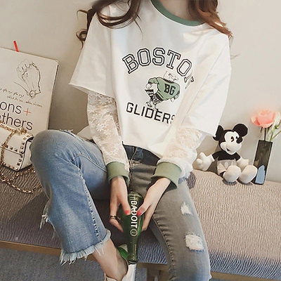 148RレーススプライシングTシャツ女性の長袖の新しい小さなシャツ偽ツlーピースブラウスボトムシャツの汎用性の高い韓国語バージョン 53,999円