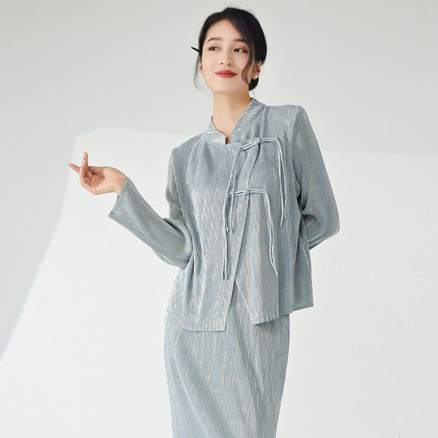 新中国式上着高級箔押し女性シャツ復古中国風シャツ女秋高級小衆コート