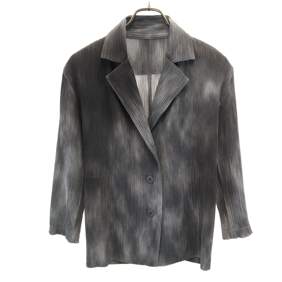90s オールド 日本製 プリーツ テーラードジャケット 2 グレー レディース 古着