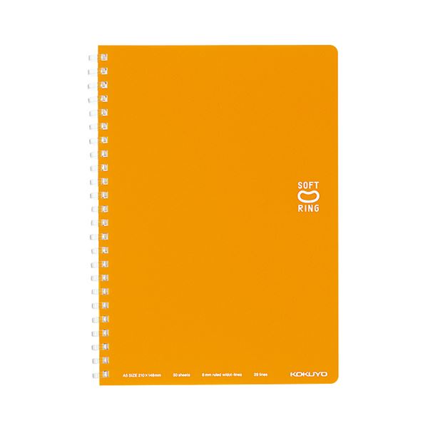 (まとめ) コクヨソフトリングノート（ドット入り罫線） A5 B罫 50枚 オレンジ ス-SV331BT-YR 1冊 (×50セット)