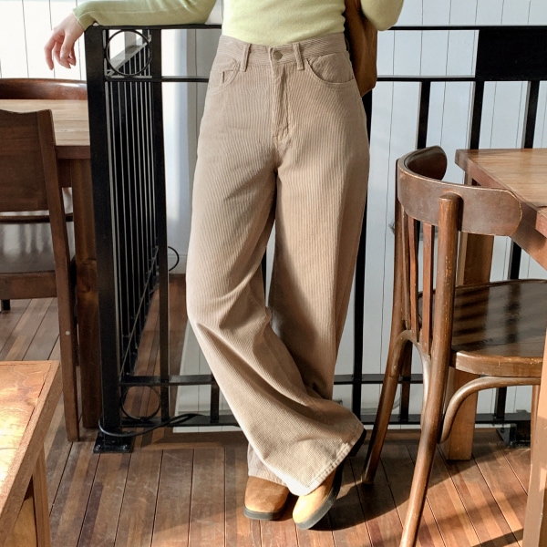 （今ちょうどいい！／裏起毛／SXL展開／下半身カバー力） ルヴォア 裏起毛コーデュロイ セミワイドパンツ ps5571