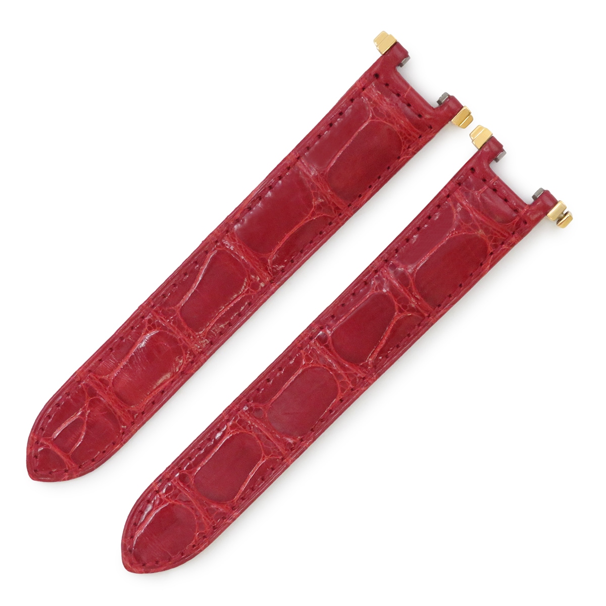 レディース 純正 替え クロコ ベルト バンド ストラップ Dバックル用 17ｍｍ レッド 赤 3年保証