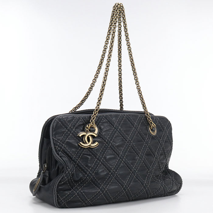 チェーン トートバッグ レザー 15164556 グレー【中古】 レディース　Aランク