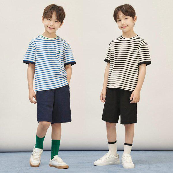 [BEANPOLE KIDS] 25FW ワッフルストライプ半袖＆短パン2PCS上下セット（2種択1）